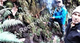 Lighting prayer candles and<br /> incense sticks at crash site<br /> before starting excavation