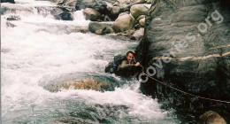 Clayton at river crossing enroute to crash site