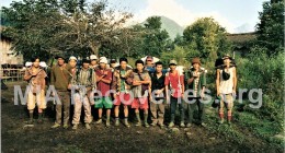 Guide and porters departing Ziadum, Burma for crash site