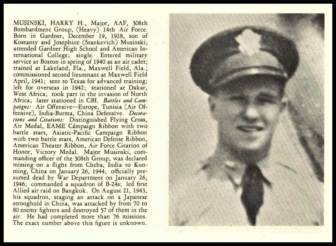 Pilot Maj. Harry H. Musinski article