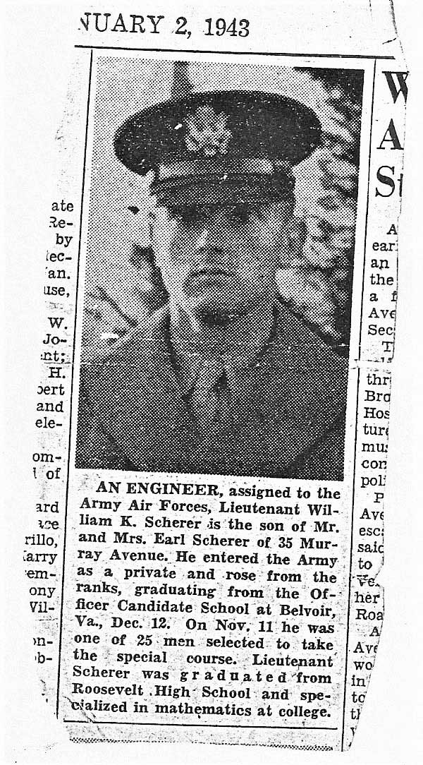 Newspaper article about Lt. Scherer