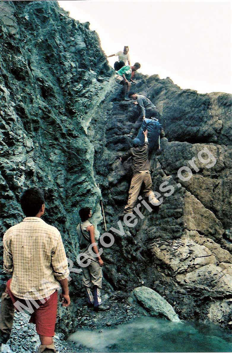 Trekking towards crash site