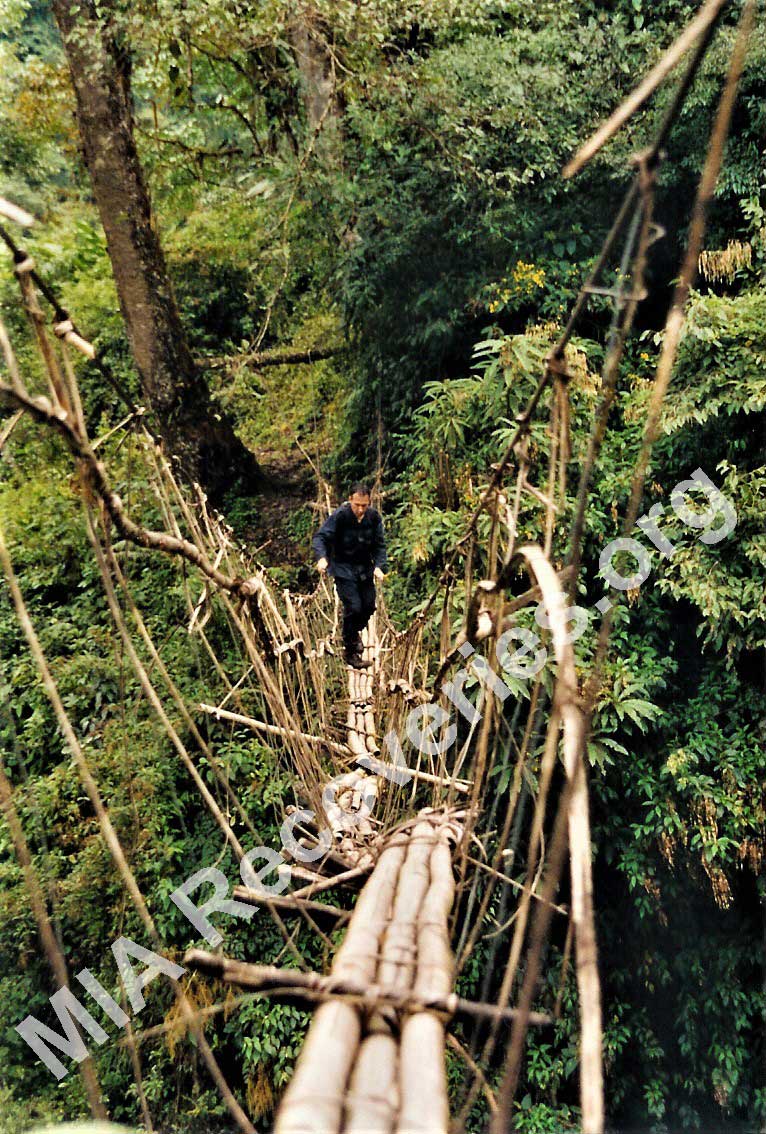 Hanging bridge in northern Burma enroute to India border