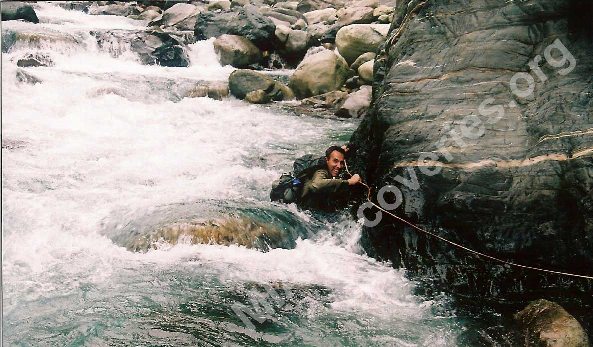 Clayton at river crossing enroute to crash site