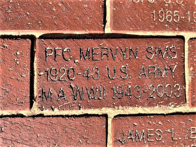Commemorative brick for Mervyn  at Sun City Veterans Memorial in TX