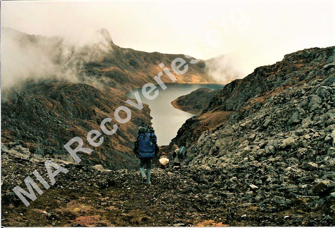 Trekking from border towards crash site